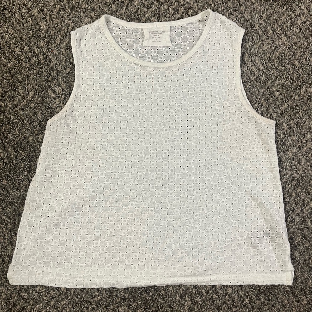 Majestic Filatures linen pattern fabric tank top deluxe Tee shirt small